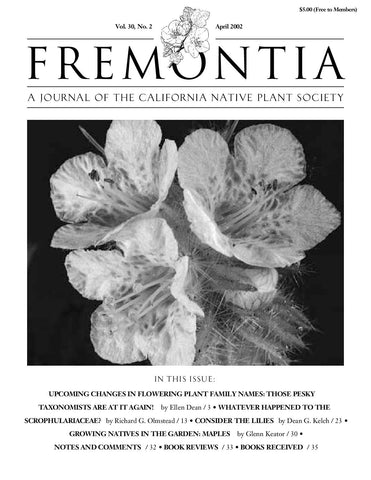 Fremontia Vol. 30, No. 2