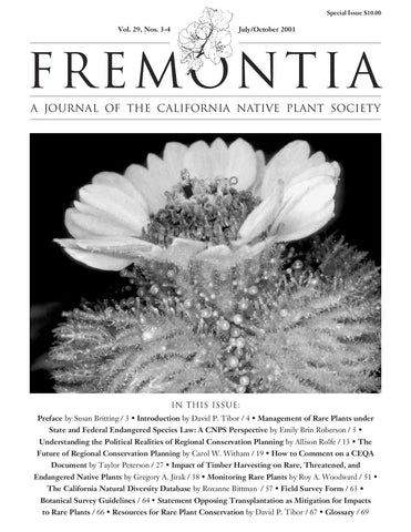 Fremontia Vol. 29, Nos. 3-4